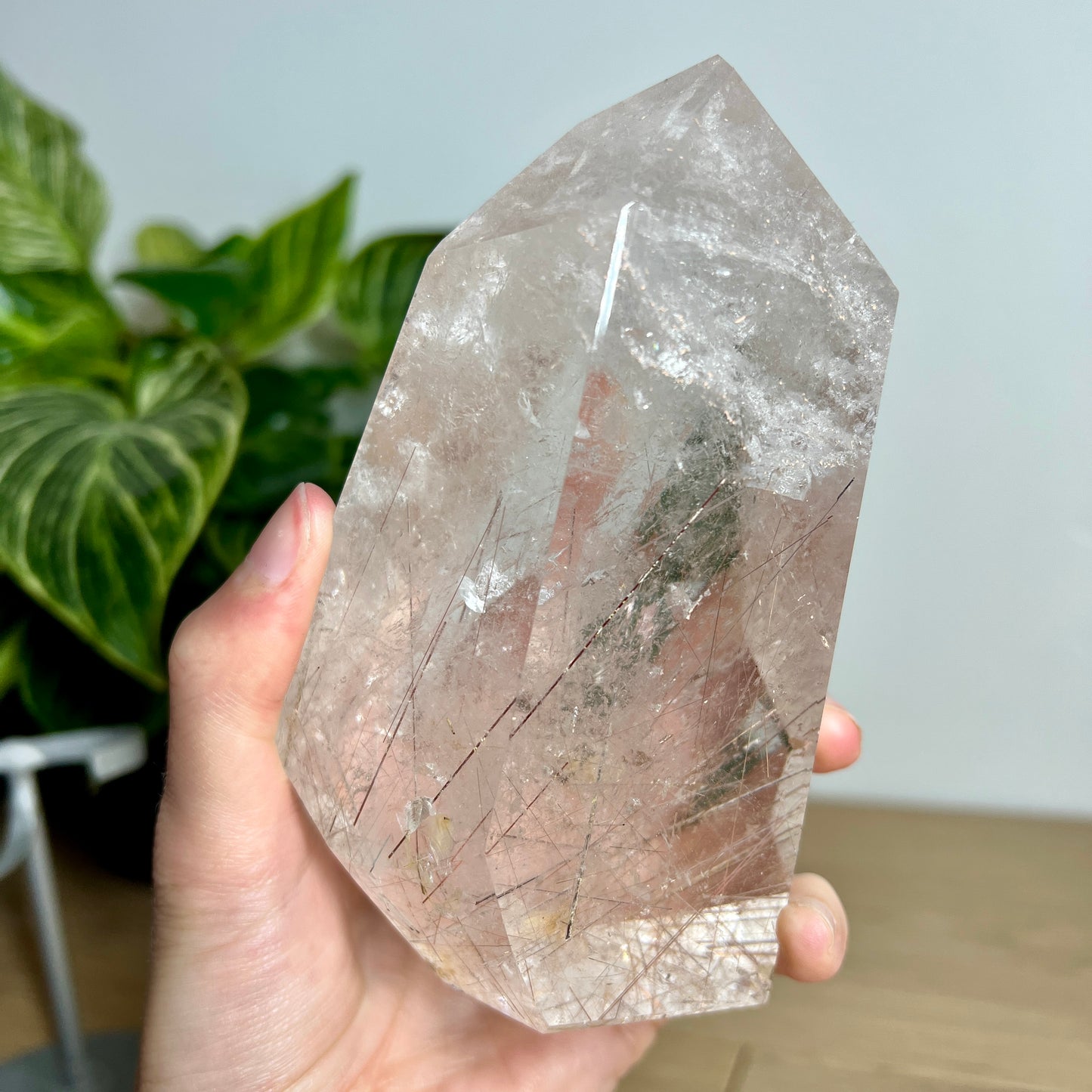Rutile Clear Quartz Point on Stand