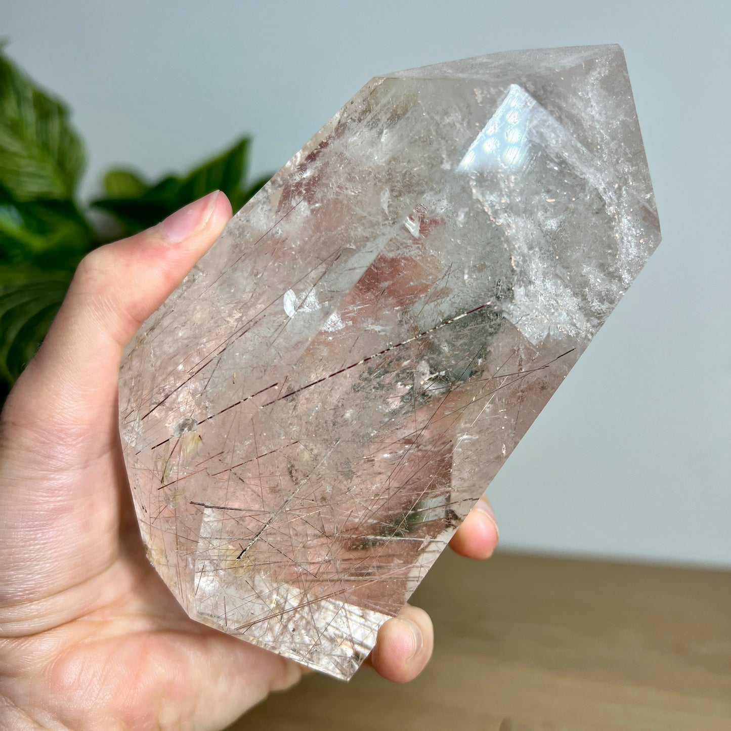 Rutile Clear Quartz Point on Stand