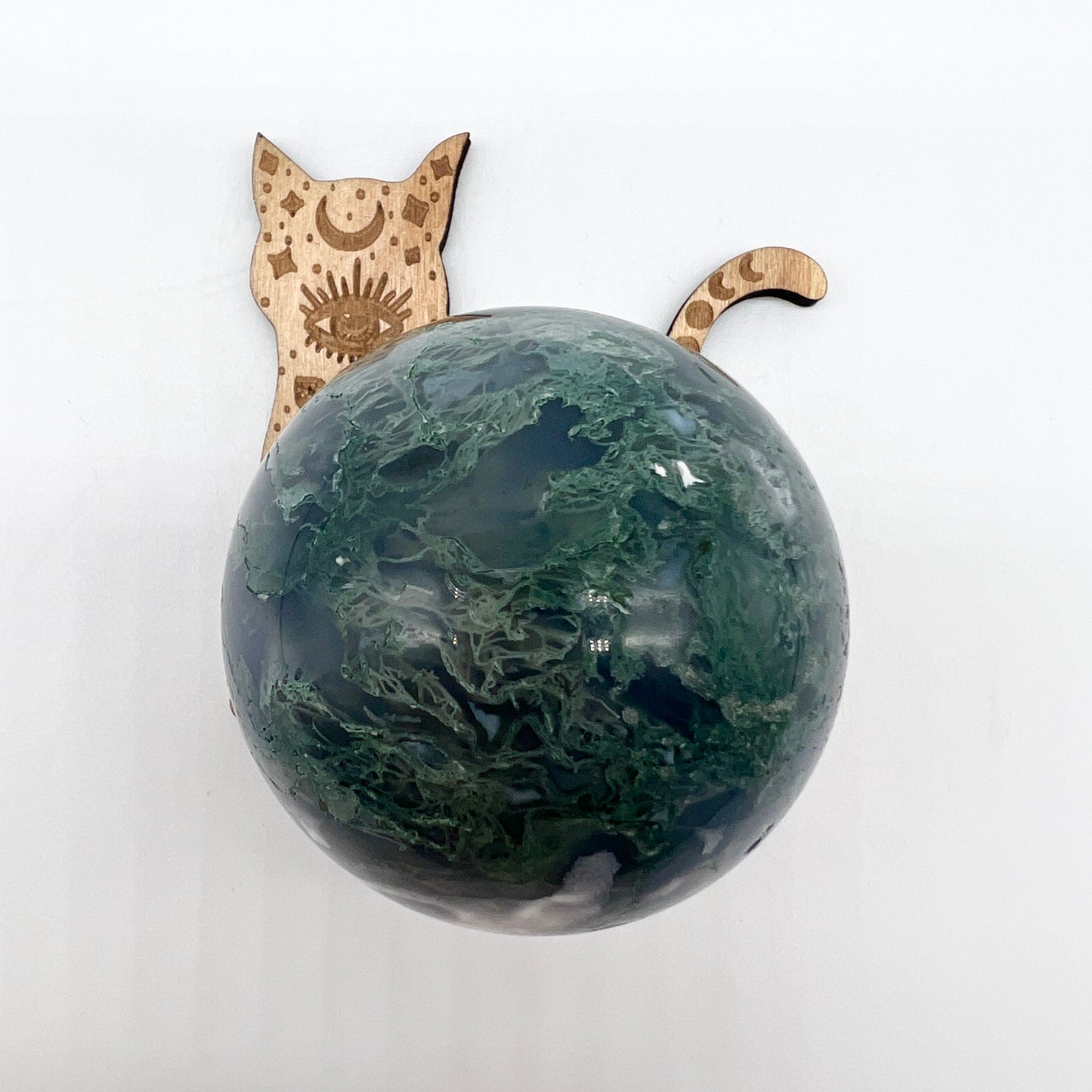 Wooden Star Kitty Sphere Stand (Natural)